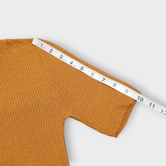 Revolve Nation Ltd Ida Ribbed Mockneck Tee Shirt Butterscotch Yellow XS Basics - Picture 10 of 13